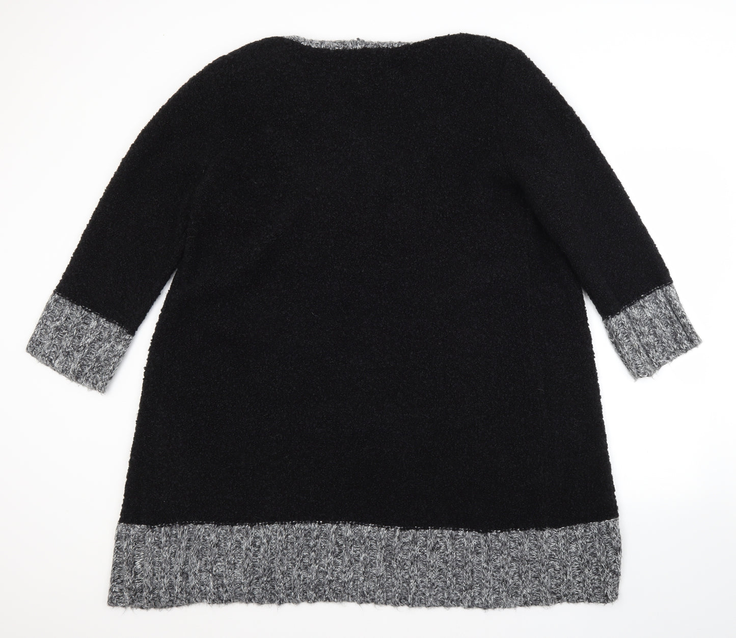 Roman Womens Black V-Neck  Acrylic Cardigan Jumper Size XL