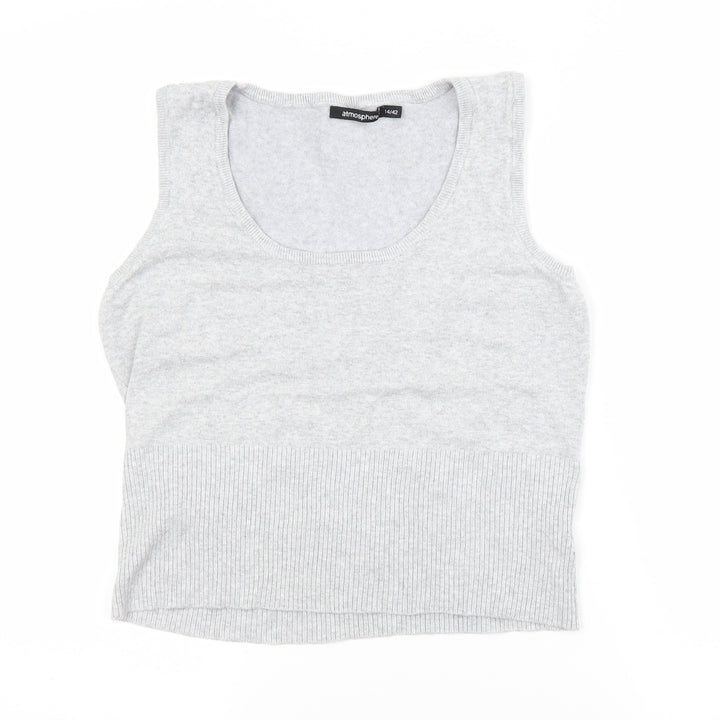 Atmosphere Womens Grey  Viscose Basic Tank Size 14 Scoop Neck