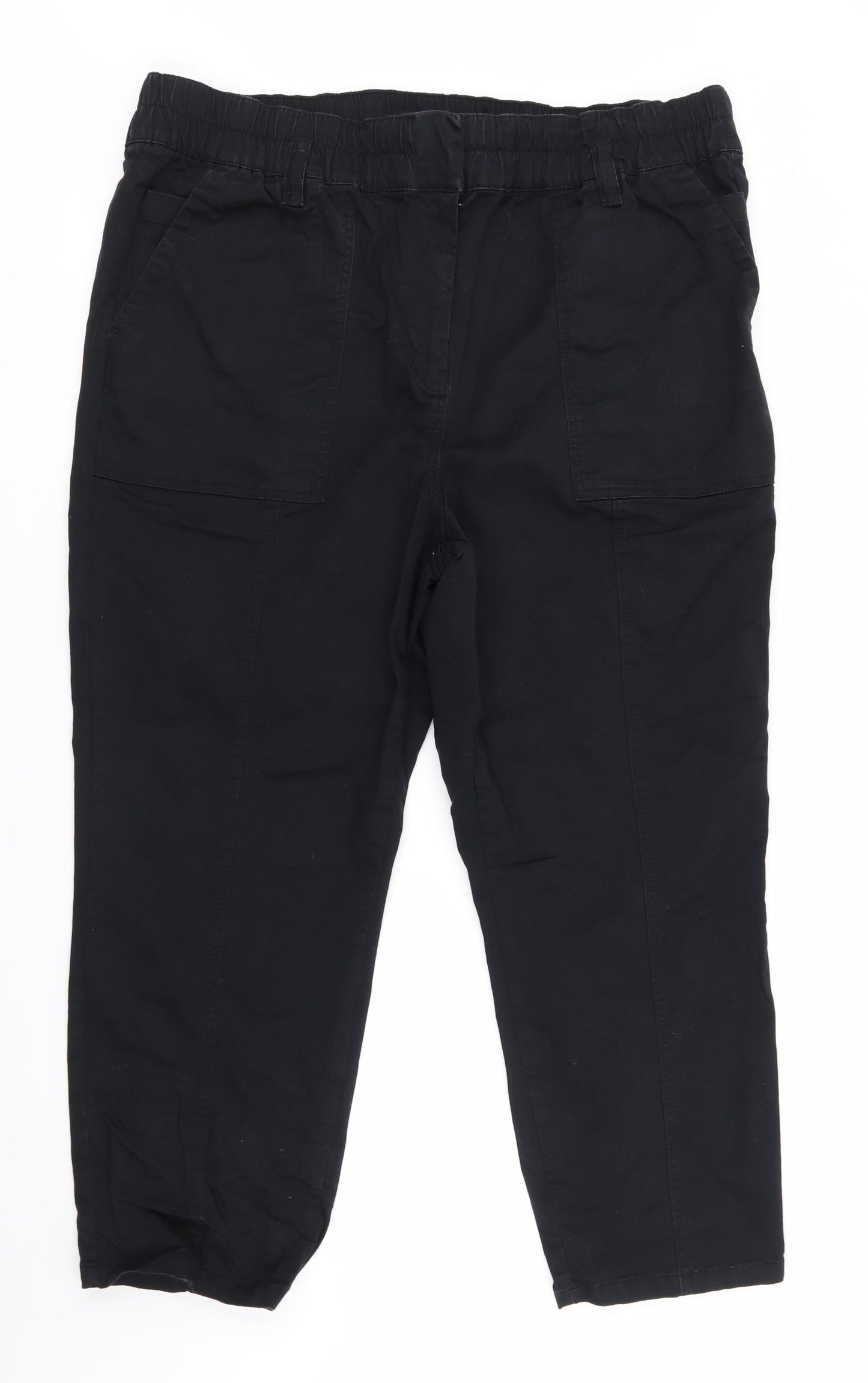 NEXT Womens Black  Cotton Chino Trousers Size 20 L25 in Regular