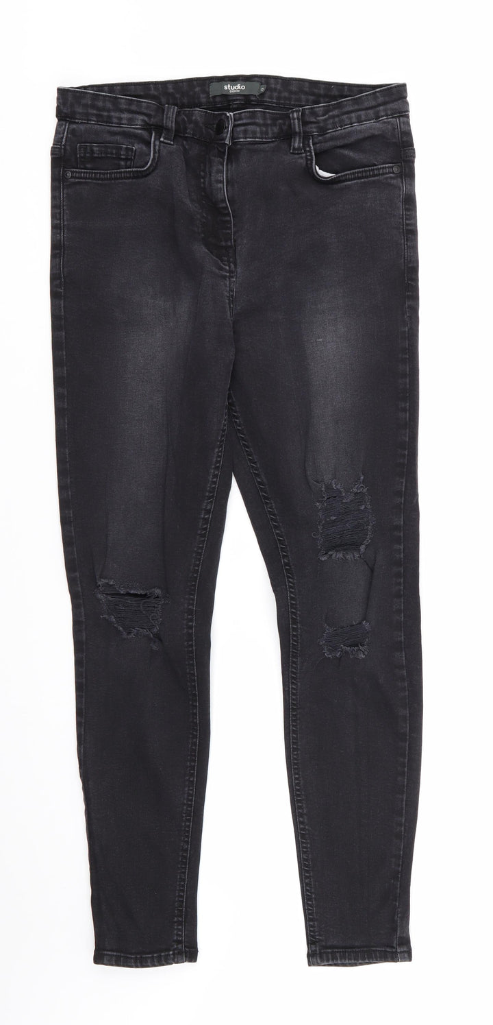 Studio Denim Womens Black  Cotton Skinny Jeans Size 12 L27 in Regular