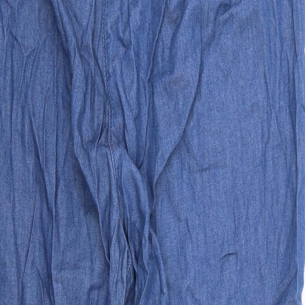 Bonmarché Womens Blue Floral Cotton Trousers  Size 20 L28 in Regular  - Very Soft