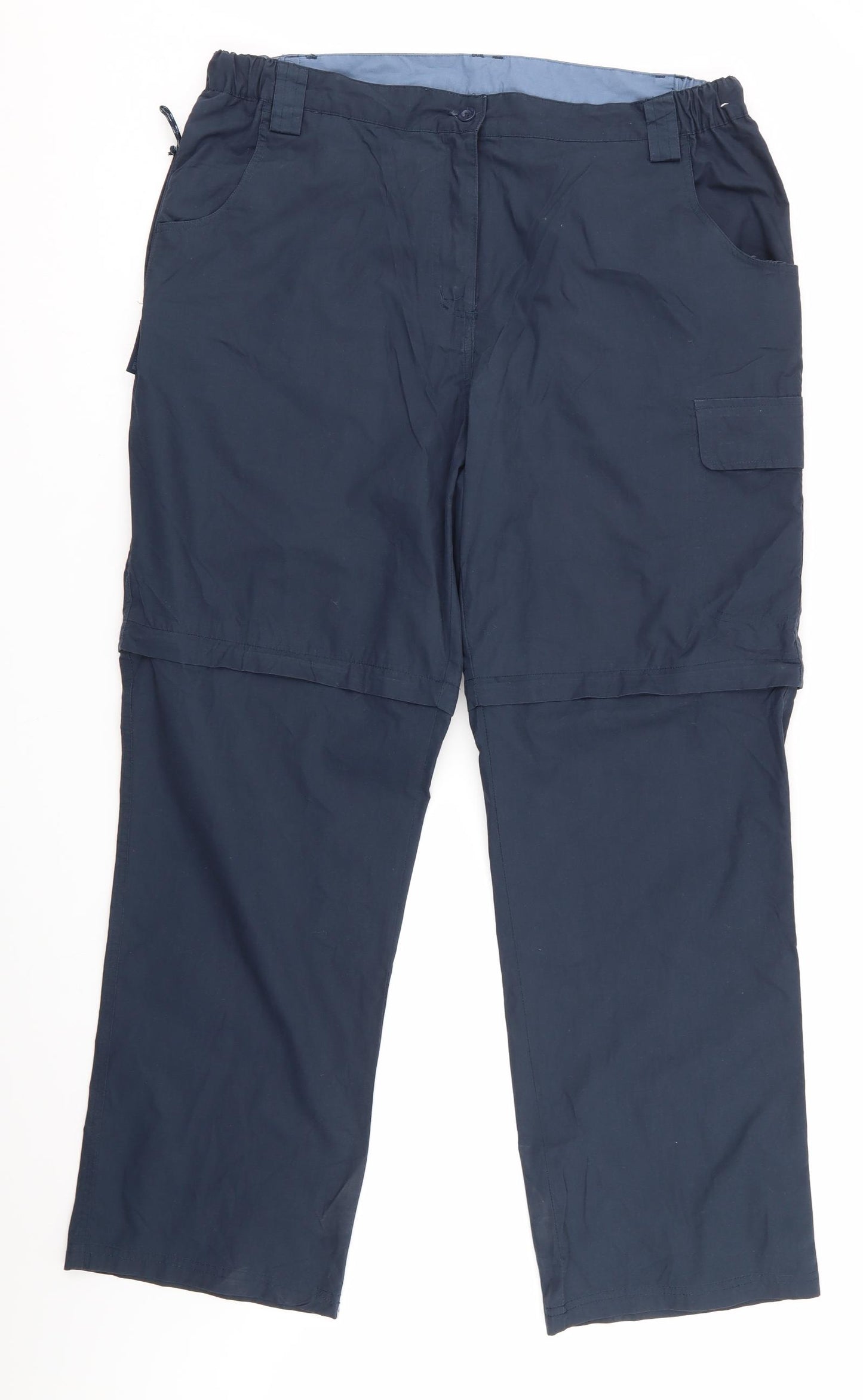 Mountain Warehouse Womens Blue  Polyester Trousers  Size 16 L30 in Regular  - Zip off legs
