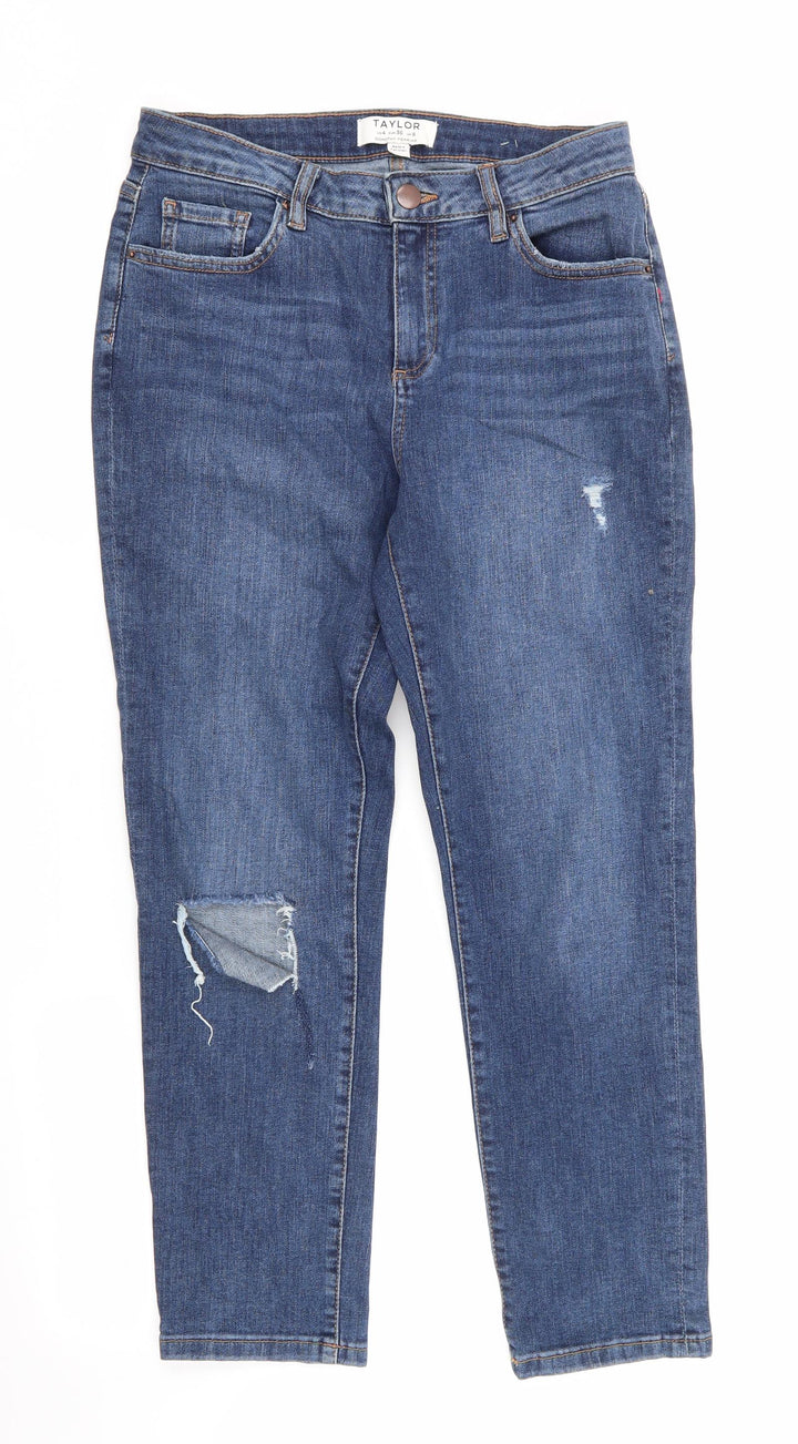 Taylor by Dorothy Perkins Womens Blue Cotton Straight Jeans Size 8 L26 in Regular