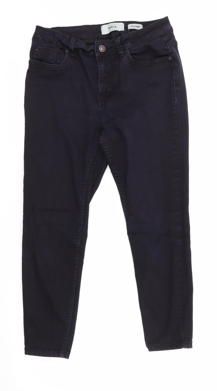 New Look Womens Blue Cotton Skinny Jeans Size 10 L23 in Regular - Blue Black India Super Skinny