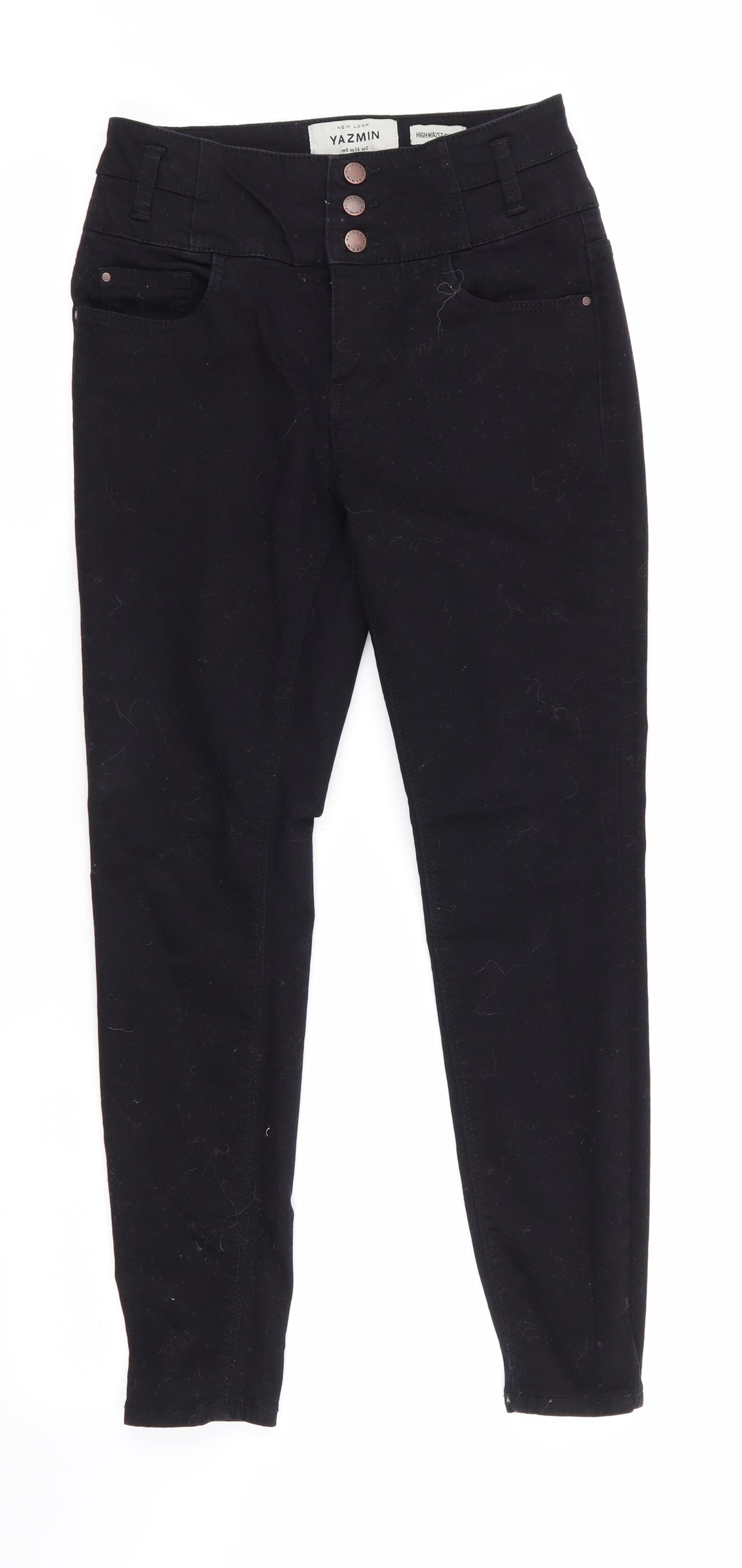 New Look Womens Black  Cotton Cropped Jeans Size 6 L24.5 in Regular  - Yazmin Skinny Jeans