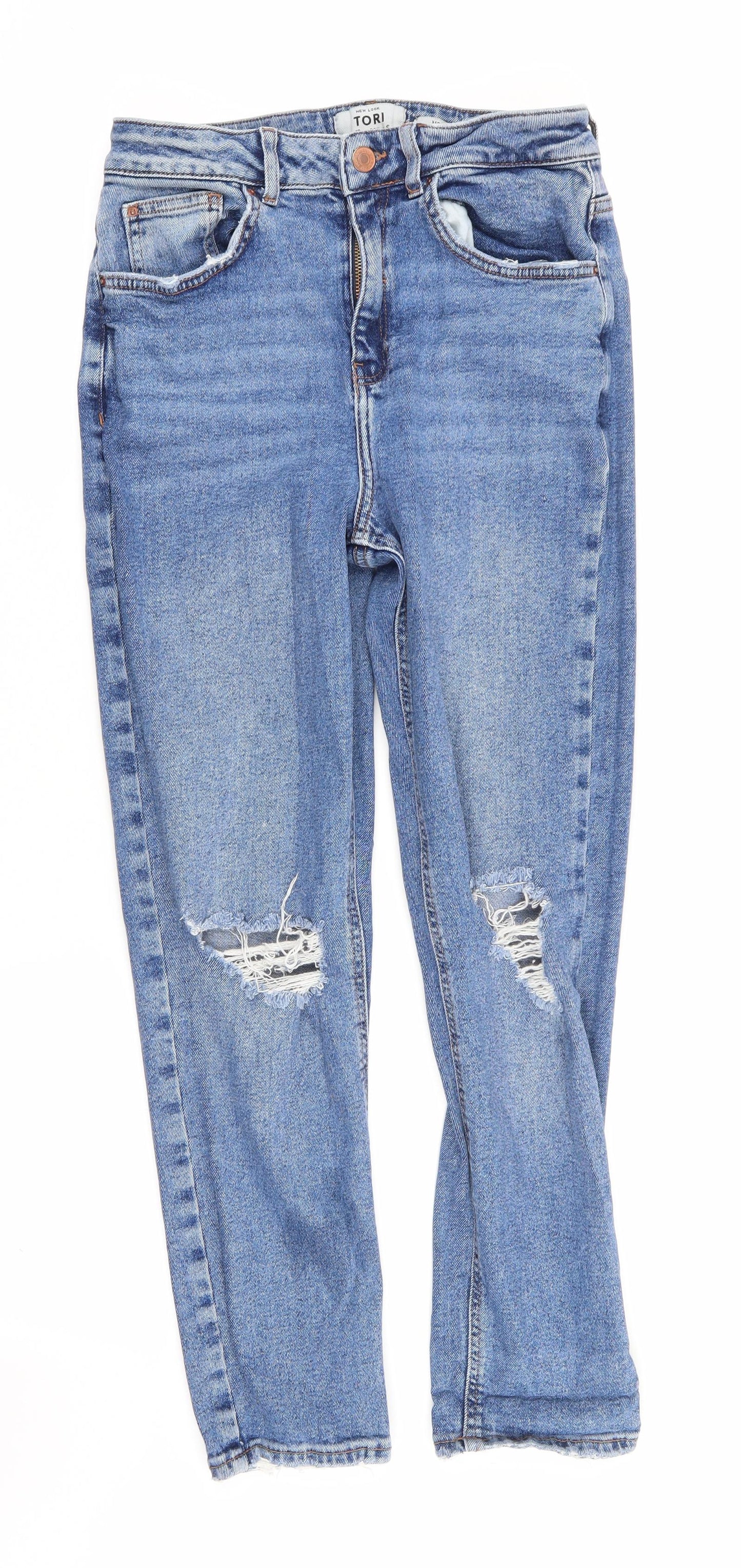 New Look  Womens Blue  Cotton Mom Jeans Size 10 L26 in Regular
