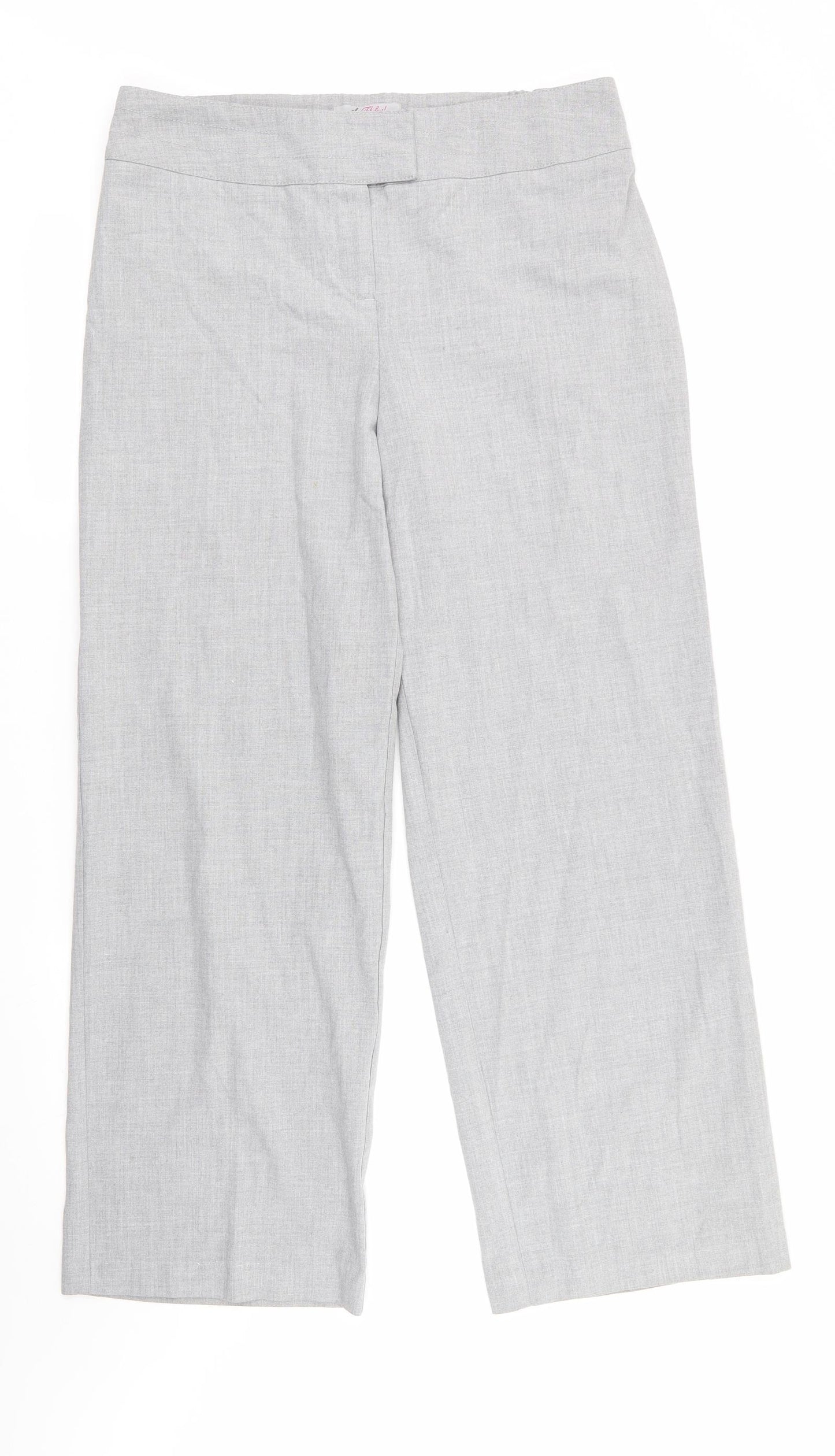 So Fabulous Womens Grey  Polyester Trousers  Size 14 L29 in Regular  - Back Elastication Light Grey