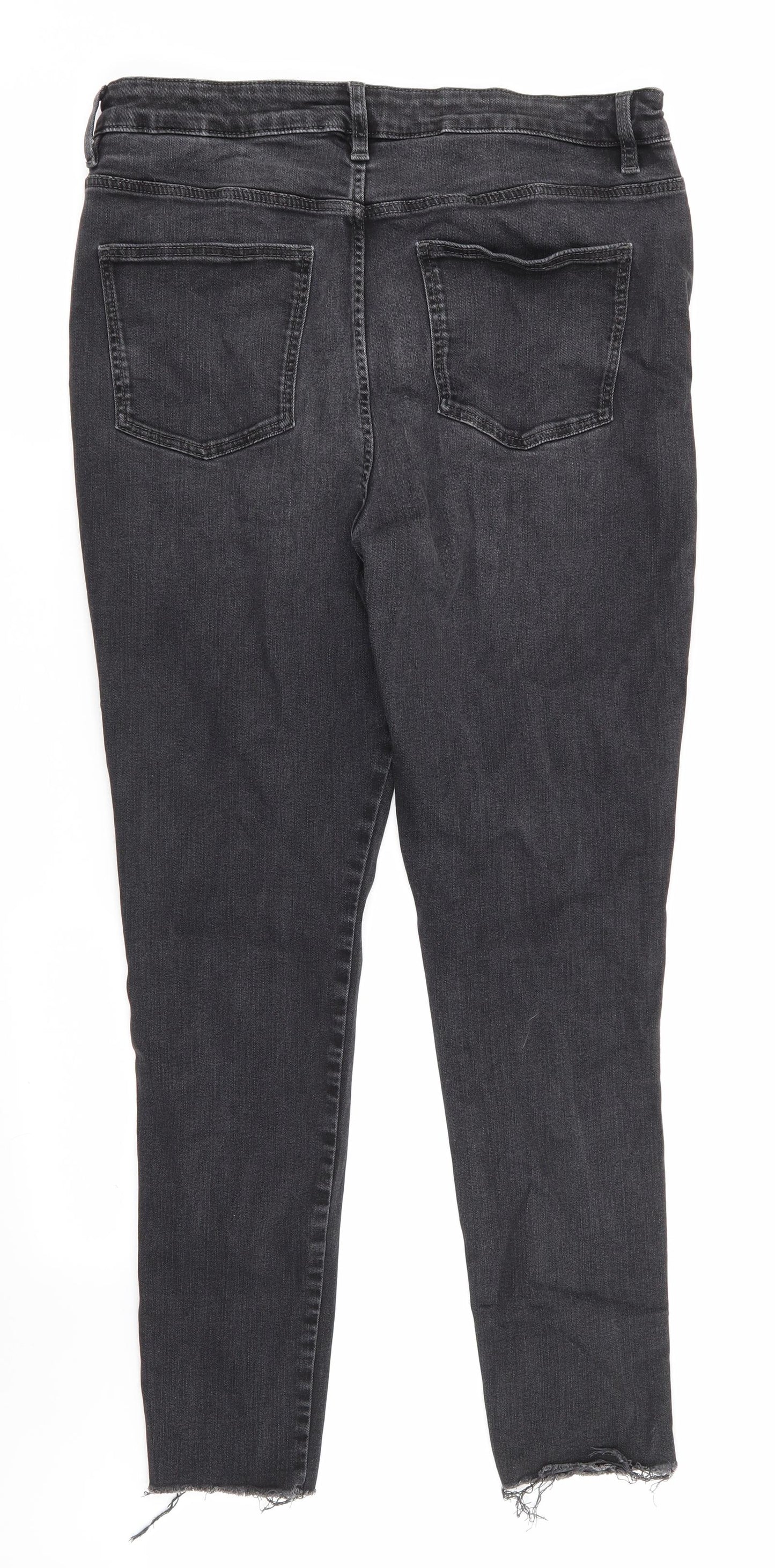 Marks and Spencer Womens Black  Cotton Skinny Jeans Size 14 L28 in Regular