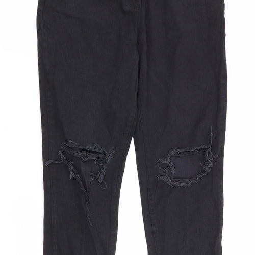Parisian Womens Black  Cotton Chino Trousers Size 10 L27 in Regular  - Distressed look