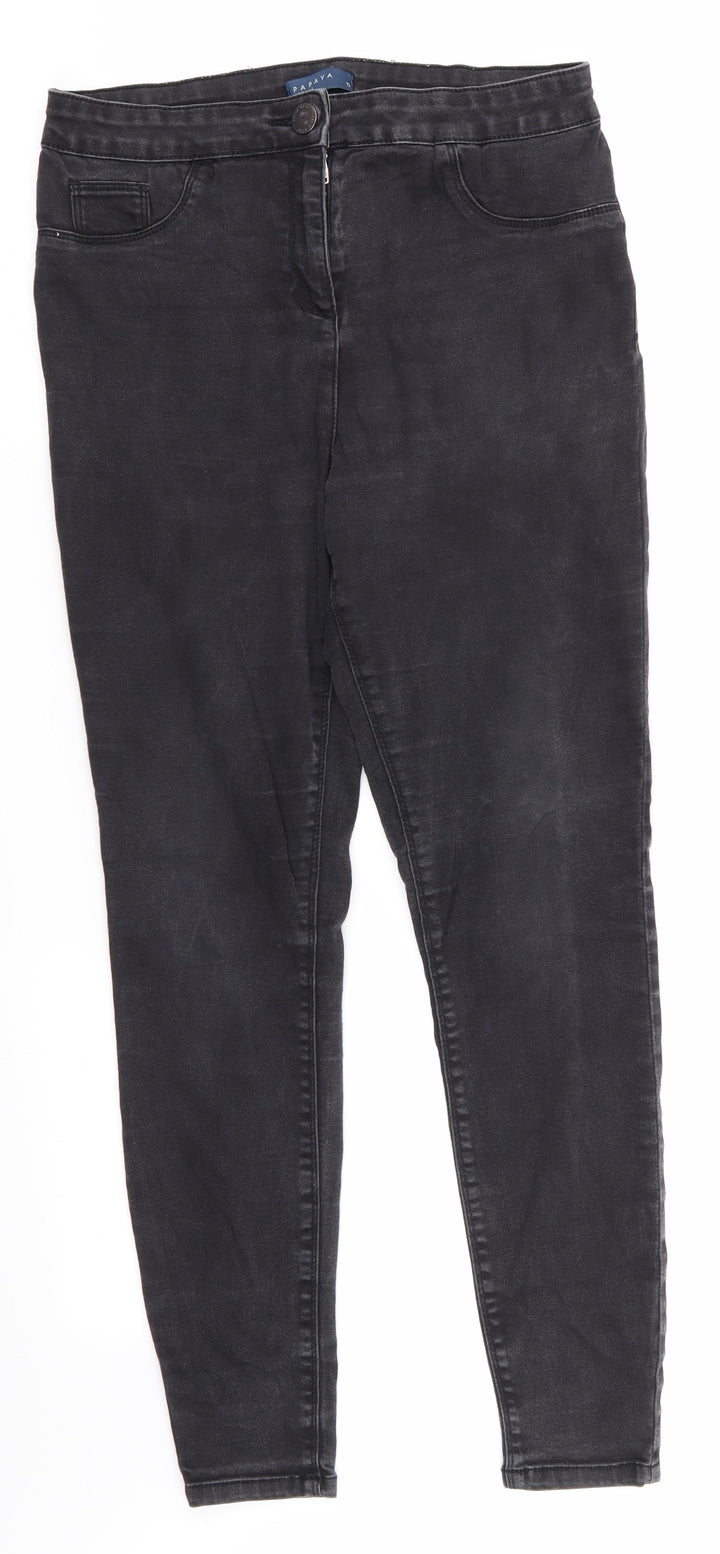 Papaya Denim Womens Black Cotton Skinny Jeans Size 12 L28 in Regular
