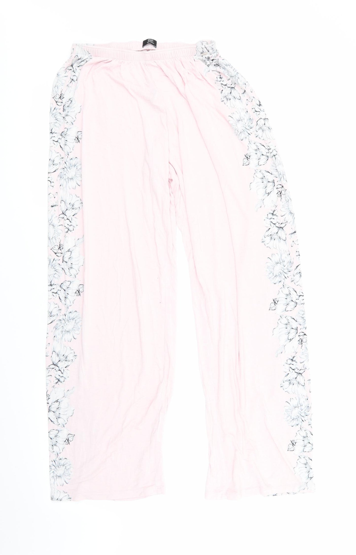 Florence and Fred Womens Pink Floral Viscose  Pyjama Pants Size 14   - Pale Pink with Grey Floral Print Outer legs