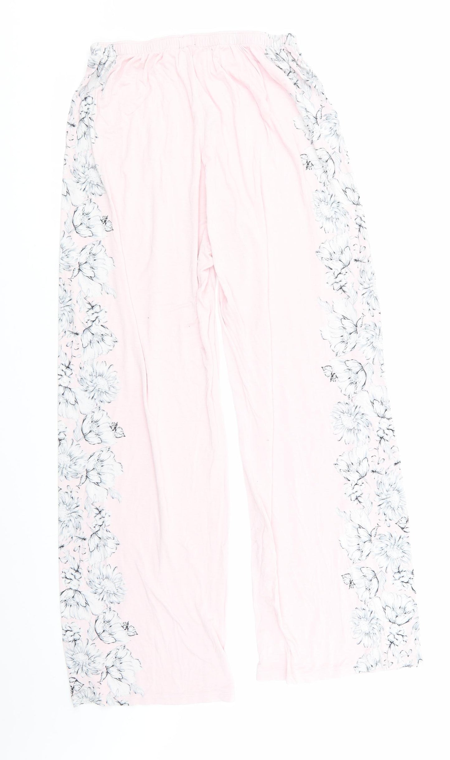 Florence and Fred Womens Pink Floral Viscose  Pyjama Pants Size 14   - Pale Pink with Grey Floral Print Outer legs