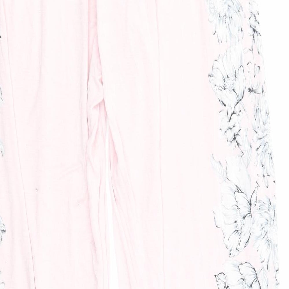 Florence and Fred Womens Pink Floral Viscose  Pyjama Pants Size 14   - Pale Pink with Grey Floral Print Outer legs
