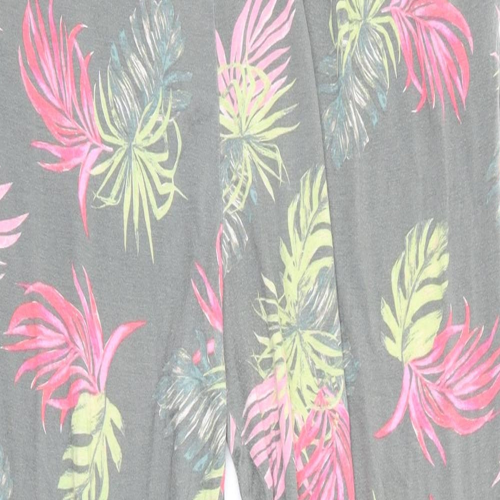 Peacocks Womens Green Floral Viscose  Pyjama Pants Size 14   - Pink Red Green leaves