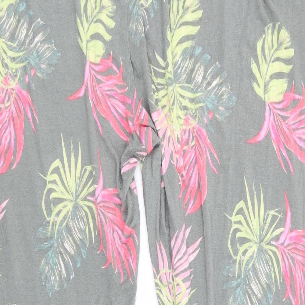 Peacocks Womens Green Floral Viscose  Pyjama Pants Size 14   - Pink Red Green leaves