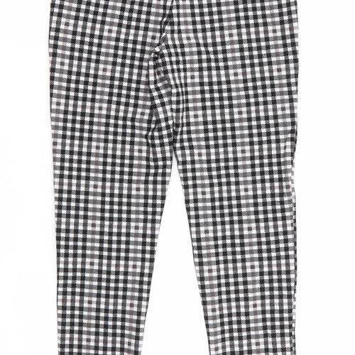 Marks and Spencer Womens Black Check Viscose Jegging Trousers Size 8 L27 in Regular  - Black Taupe White Check