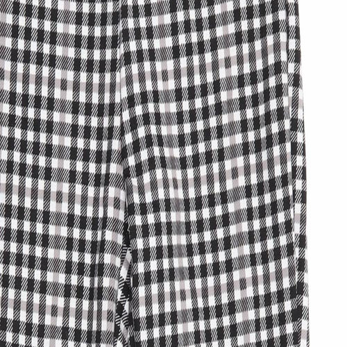 Marks and Spencer Womens Black Check Viscose Jegging Trousers Size 8 L27 in Regular  - Black Taupe White Check