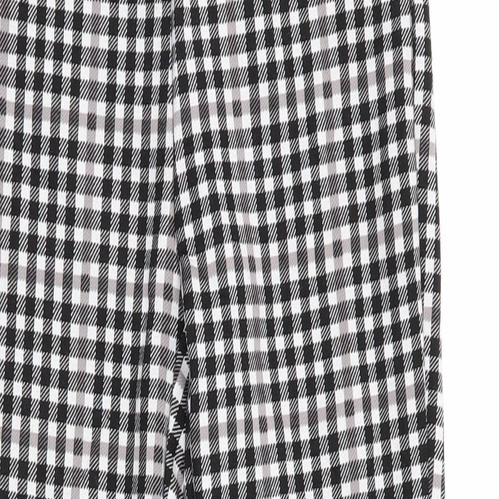 Marks and Spencer Womens Black Check Viscose Jegging Trousers Size 8 L27 in Regular  - Black Taupe White Check