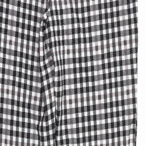 Marks and Spencer Womens Black Check Viscose Jegging Trousers Size 8 L27 in Regular  - Black Taupe White Check
