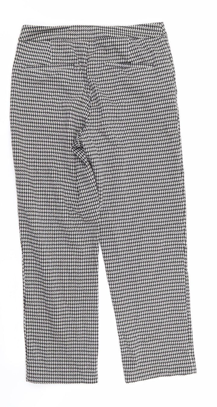 TU Womens Black Houndstooth Polyester Trousers Size 8 L26 in Regular