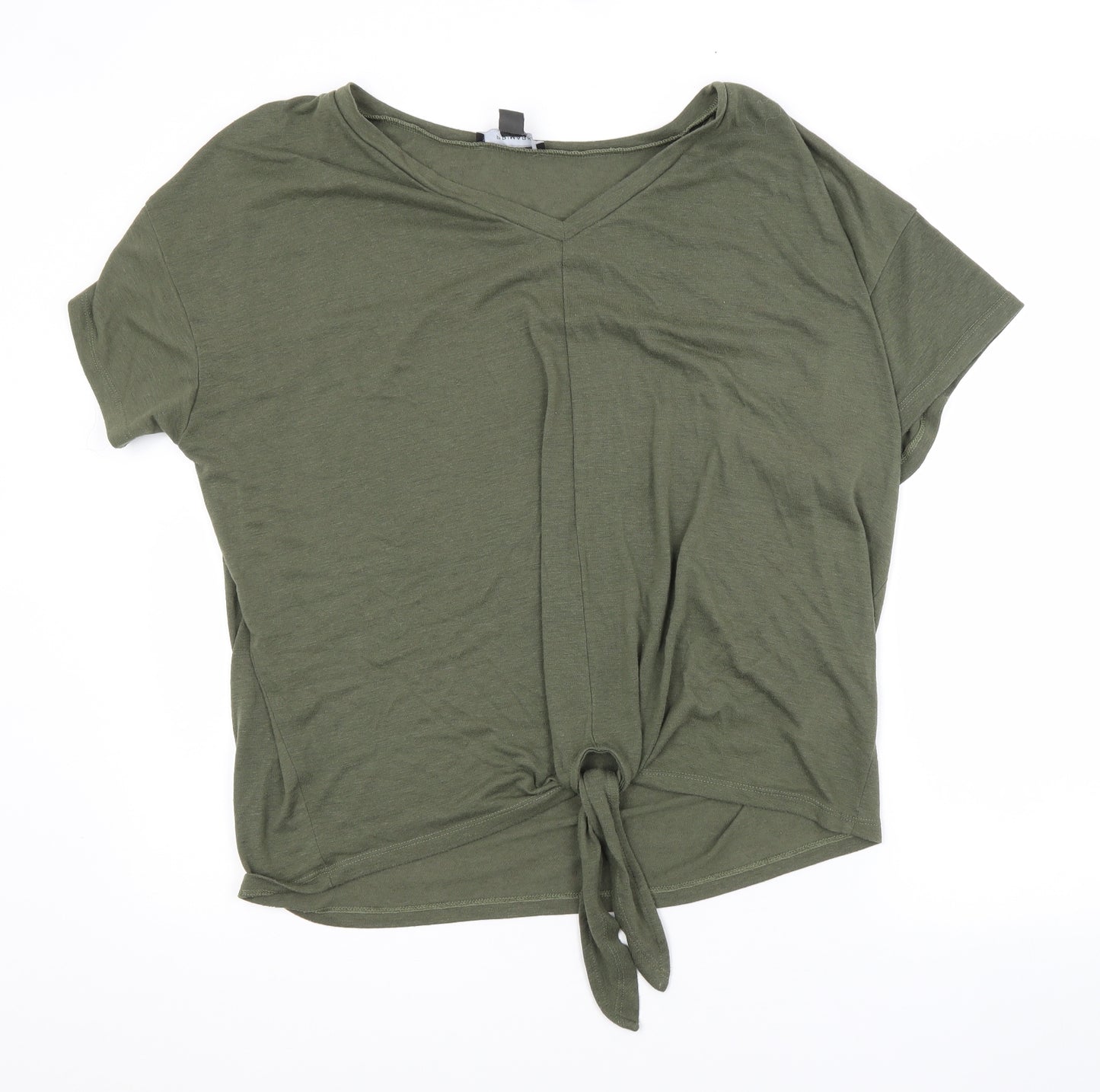 Primark Womens Green  Polyester Cropped T-Shirt Size 14 V-Neck