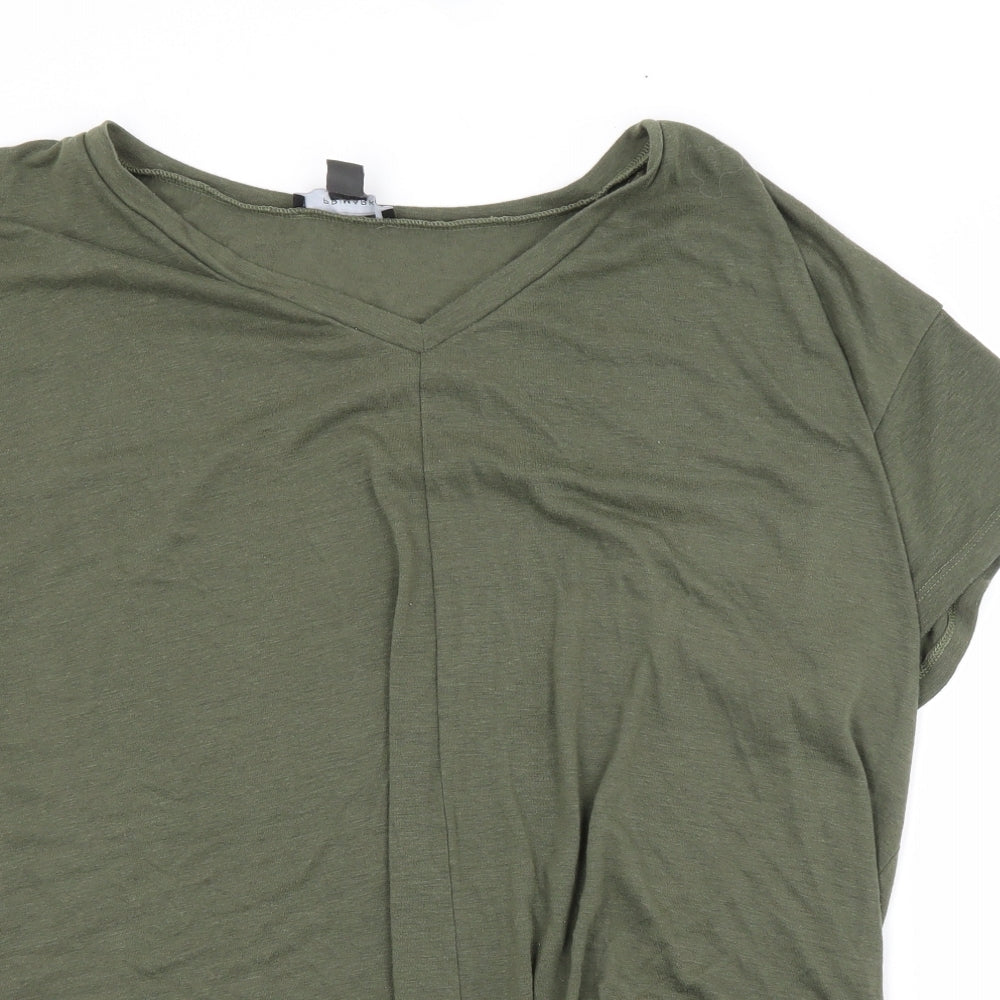 Primark Womens Green  Polyester Cropped T-Shirt Size 14 V-Neck