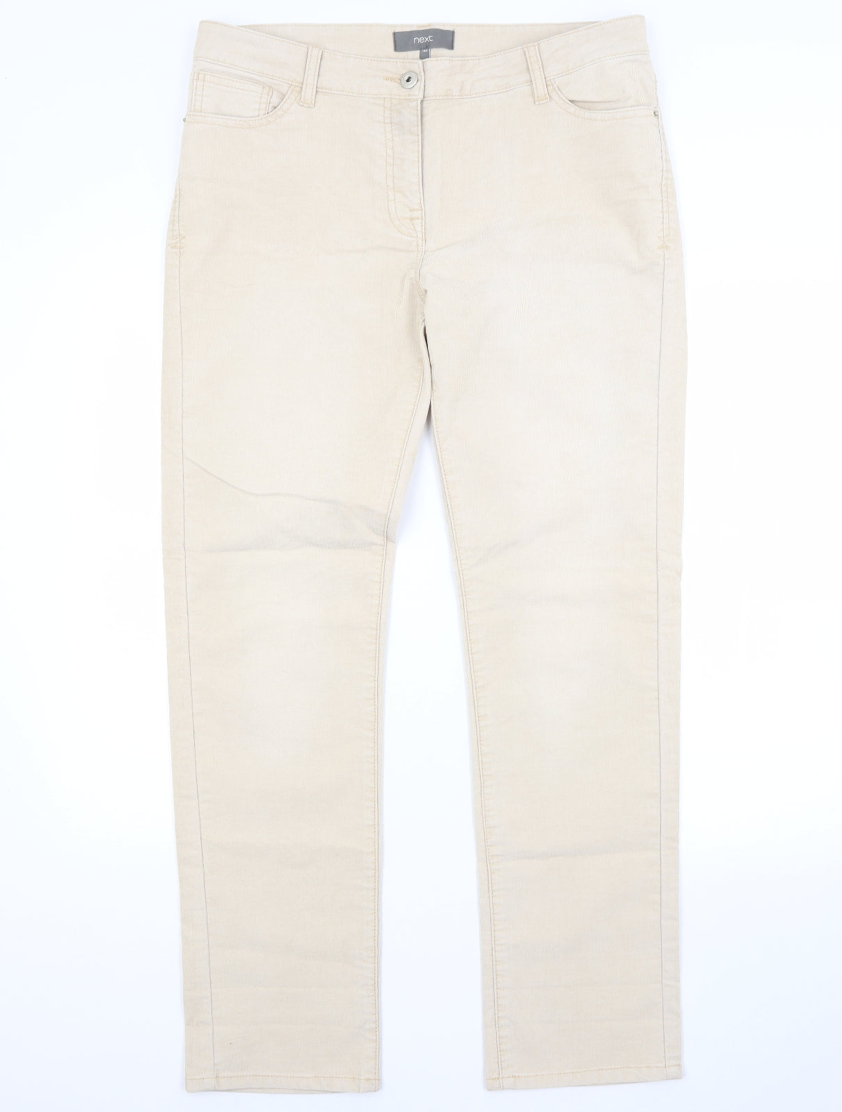 NEXT Womens Beige  Cotton Straight Jeans Size 14 L30 in Regular