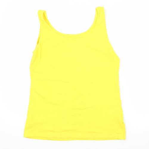 Papaya Womens Yellow  Cotton Basic Tank Size 14 Scoop Neck