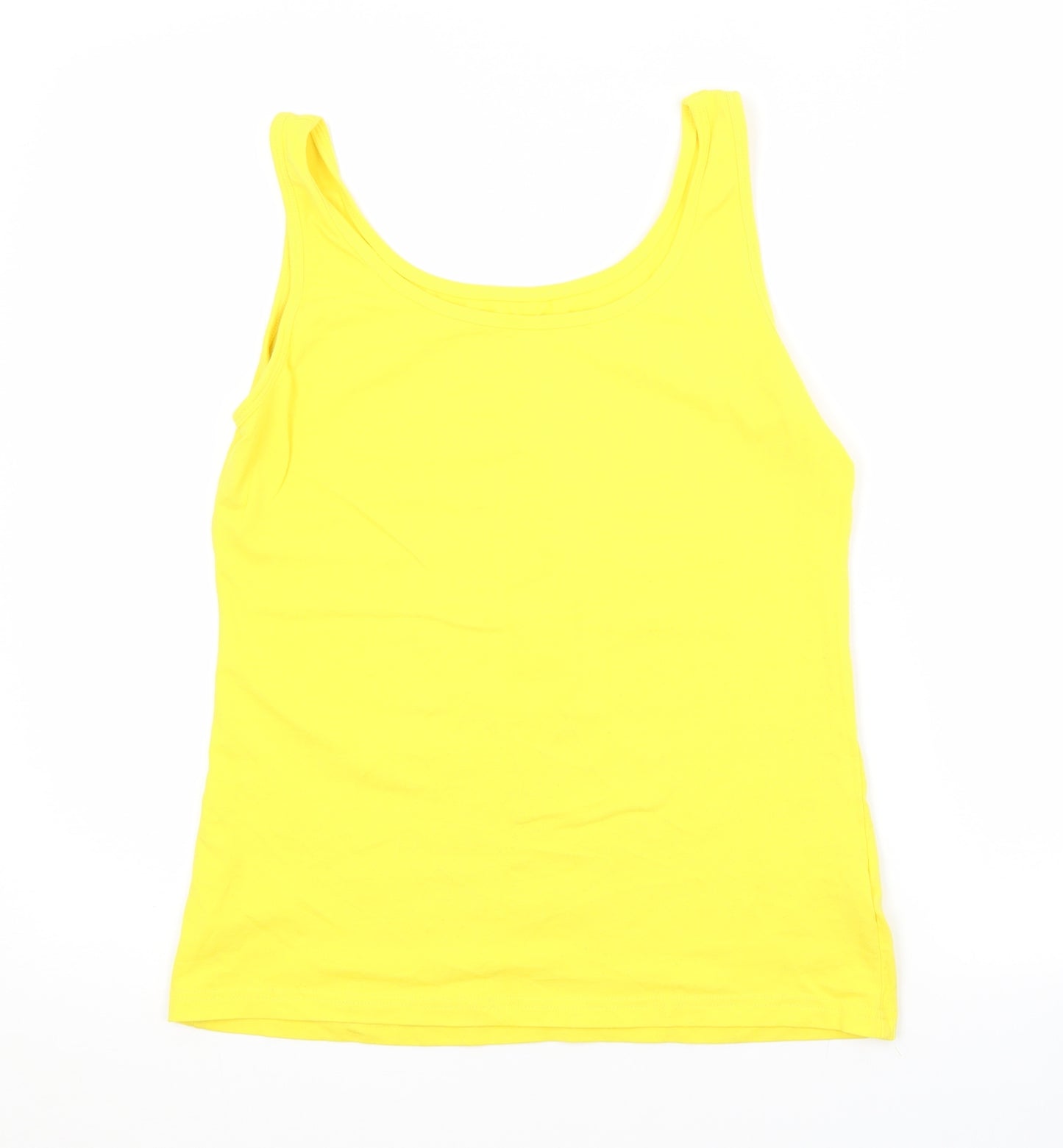 Papaya Womens Yellow  Cotton Basic Tank Size 14 Scoop Neck