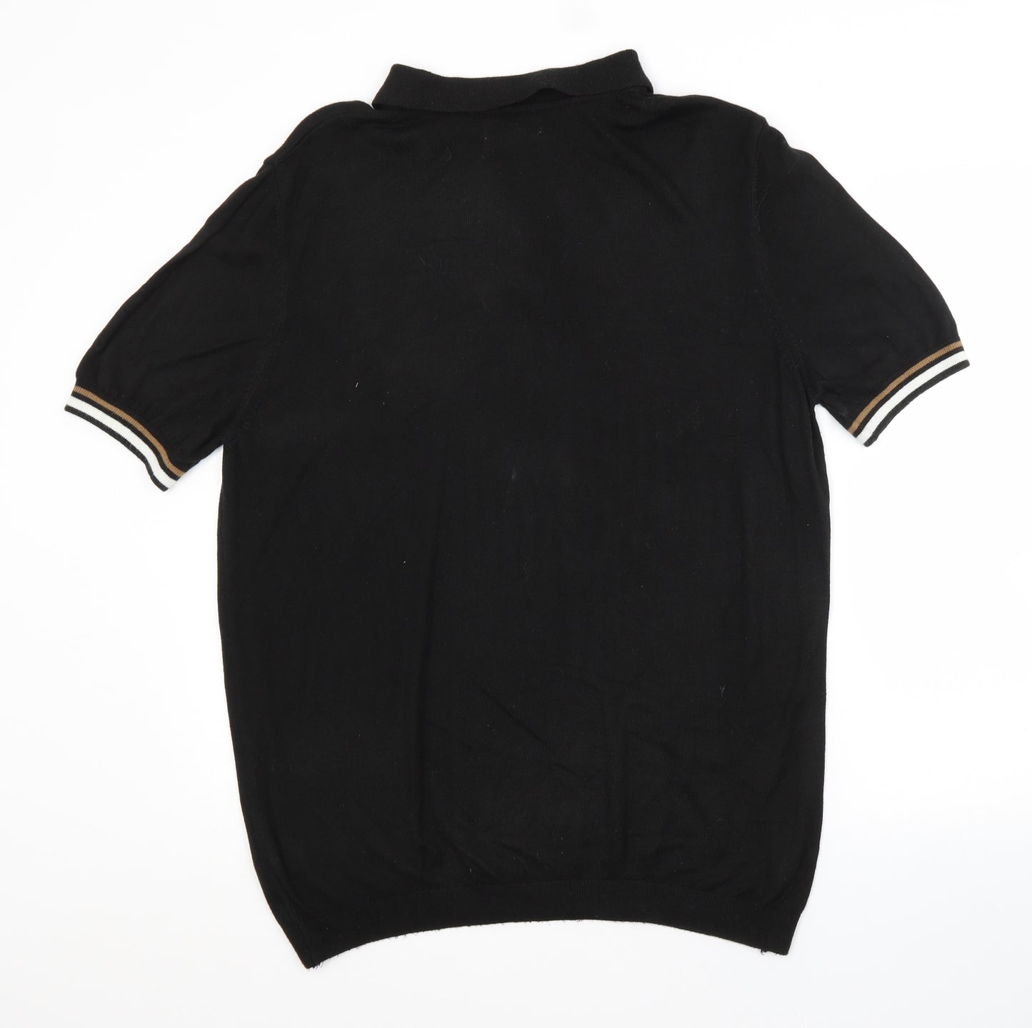 River Island Mens Black  Viscose  Polo Size XL Collared