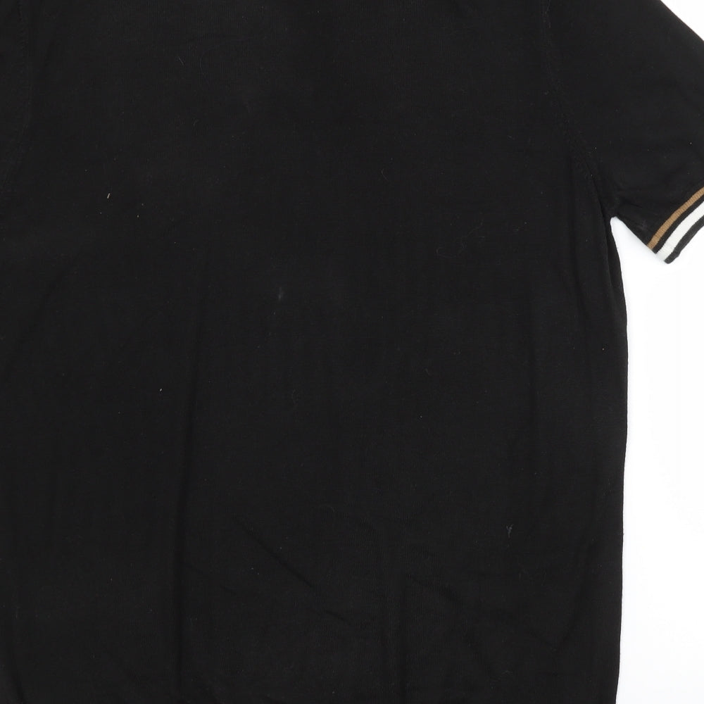 River Island Mens Black  Viscose  Polo Size XL Collared