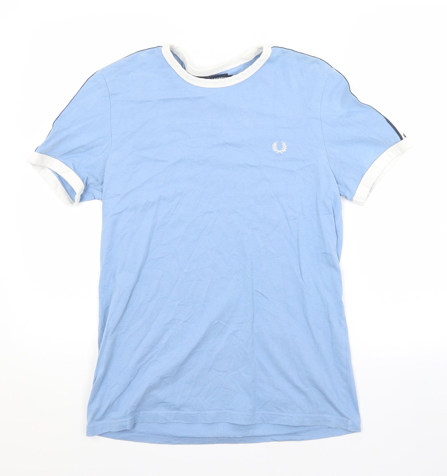 Fred Perry Mens Blue  Polyester Basic T-Shirt Size S Crew Neck