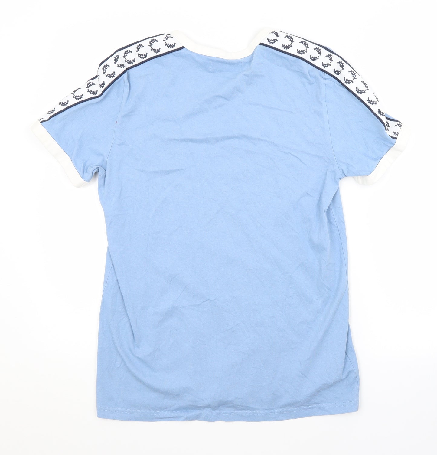 Fred Perry Mens Blue  Polyester Basic T-Shirt Size S Crew Neck