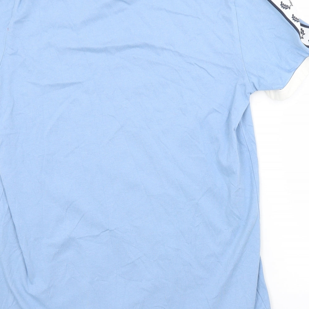 Fred Perry Mens Blue  Polyester Basic T-Shirt Size S Crew Neck
