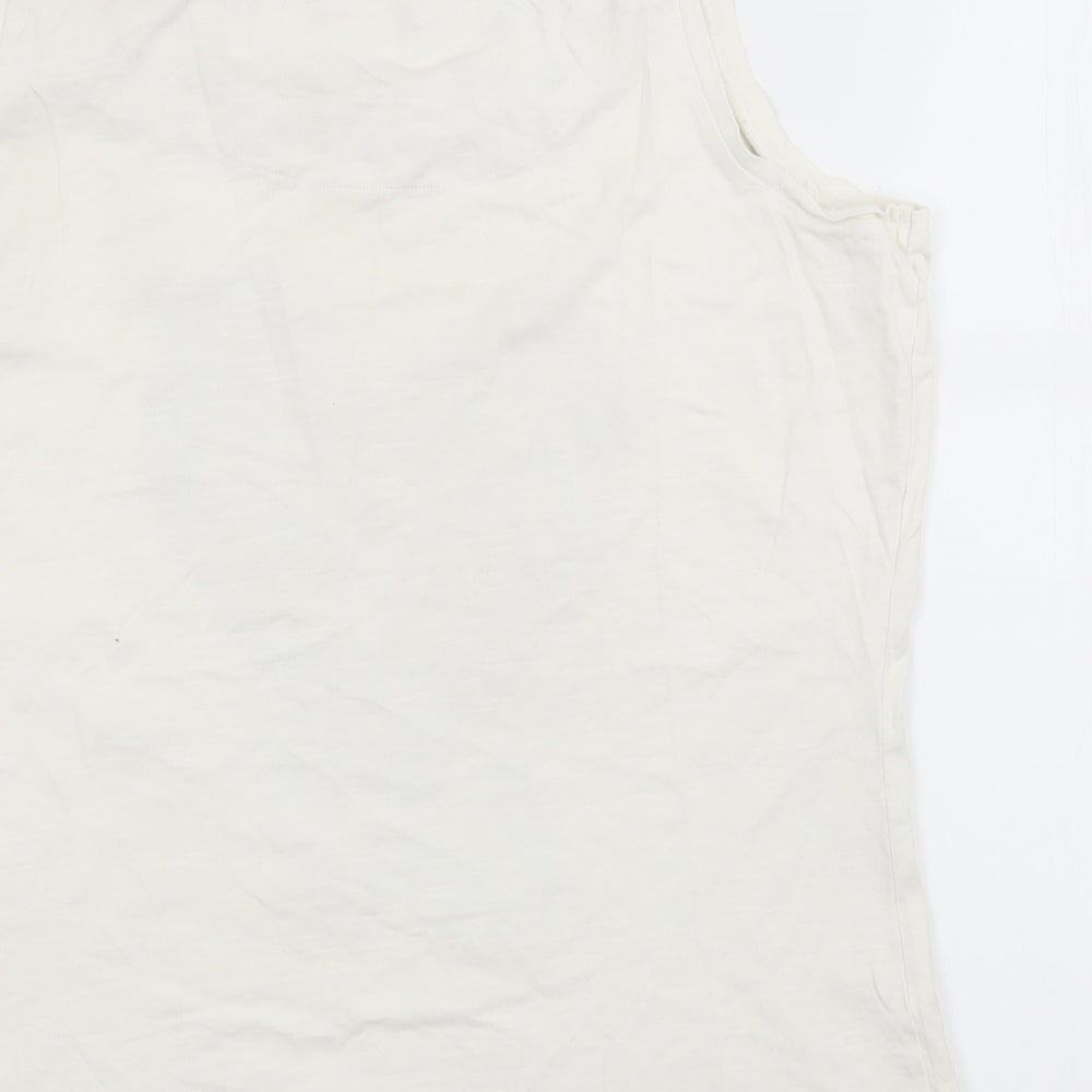 George Womens White  Cotton Basic Tank Size 12 Scoop Neck