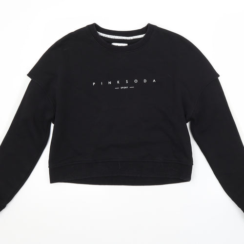 Pink Soda Womens Black  Cotton Pullover Sweatshirt Size 12
