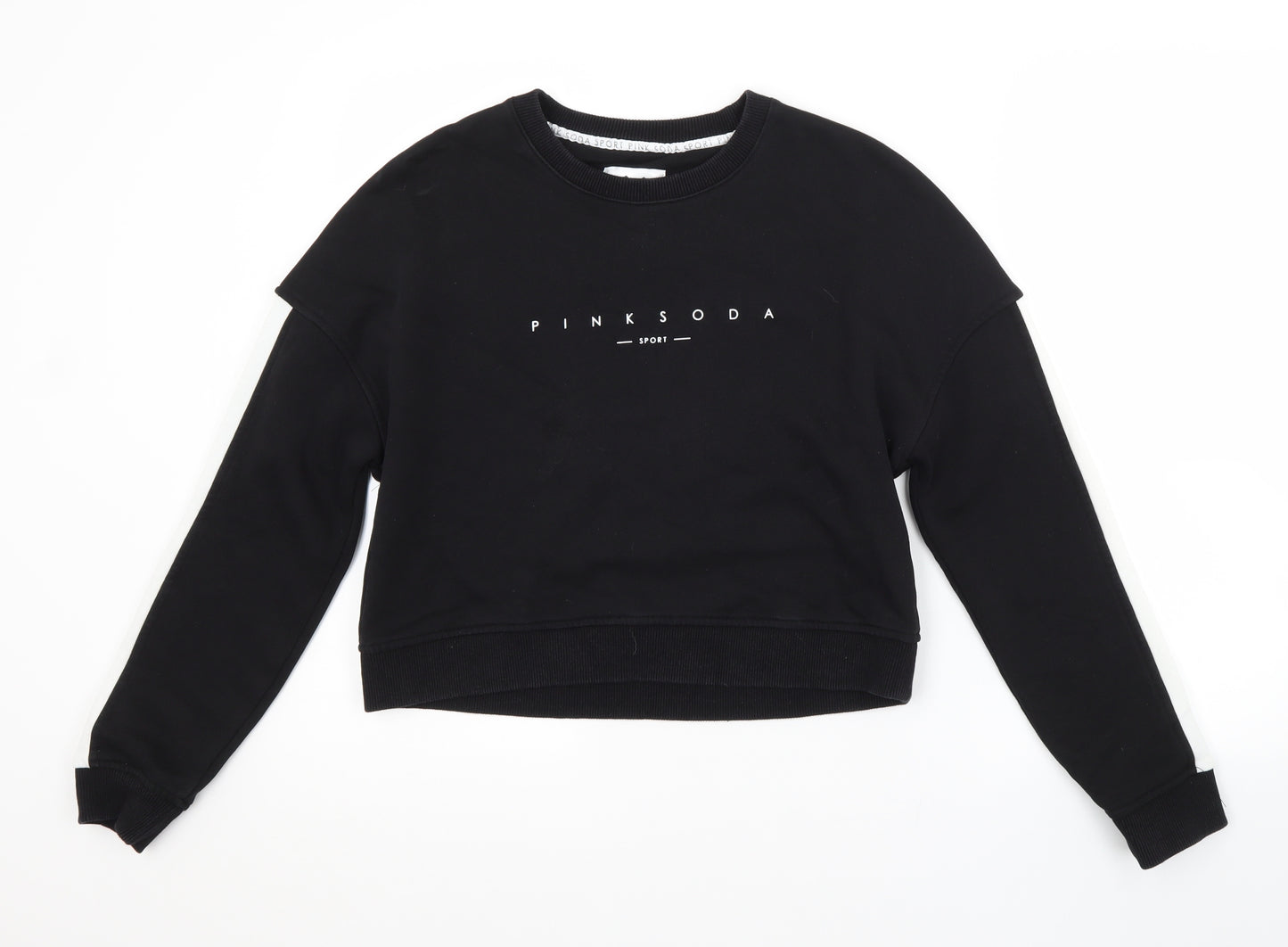 Pink Soda Womens Black  Cotton Pullover Sweatshirt Size 12
