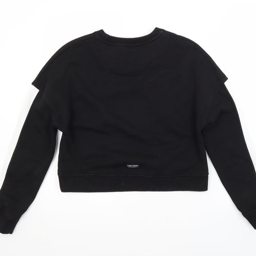 Pink Soda Womens Black  Cotton Pullover Sweatshirt Size 12