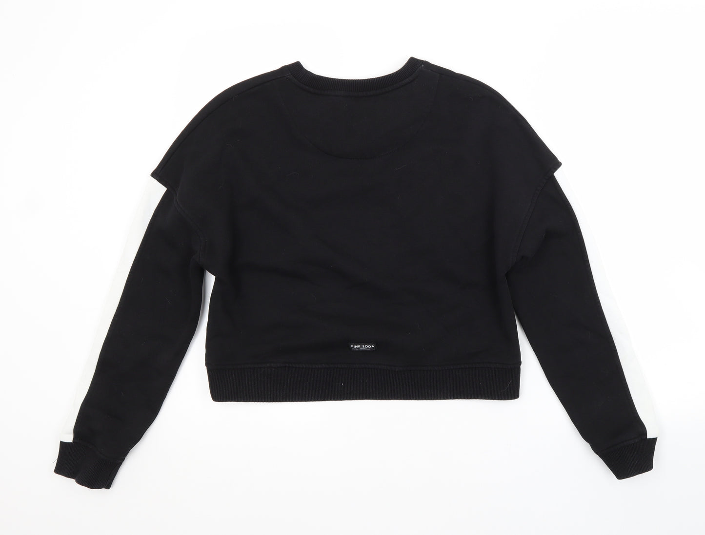 Pink Soda Womens Black  Cotton Pullover Sweatshirt Size 12
