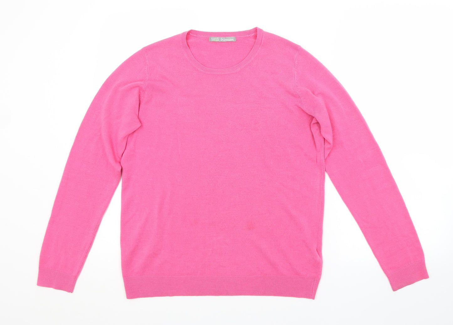 M&S Womens Pink Scoop Neck  Acrylic Pullover Jumper Size 10