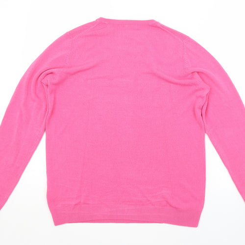 M&S Womens Pink Scoop Neck  Acrylic Pullover Jumper Size 10