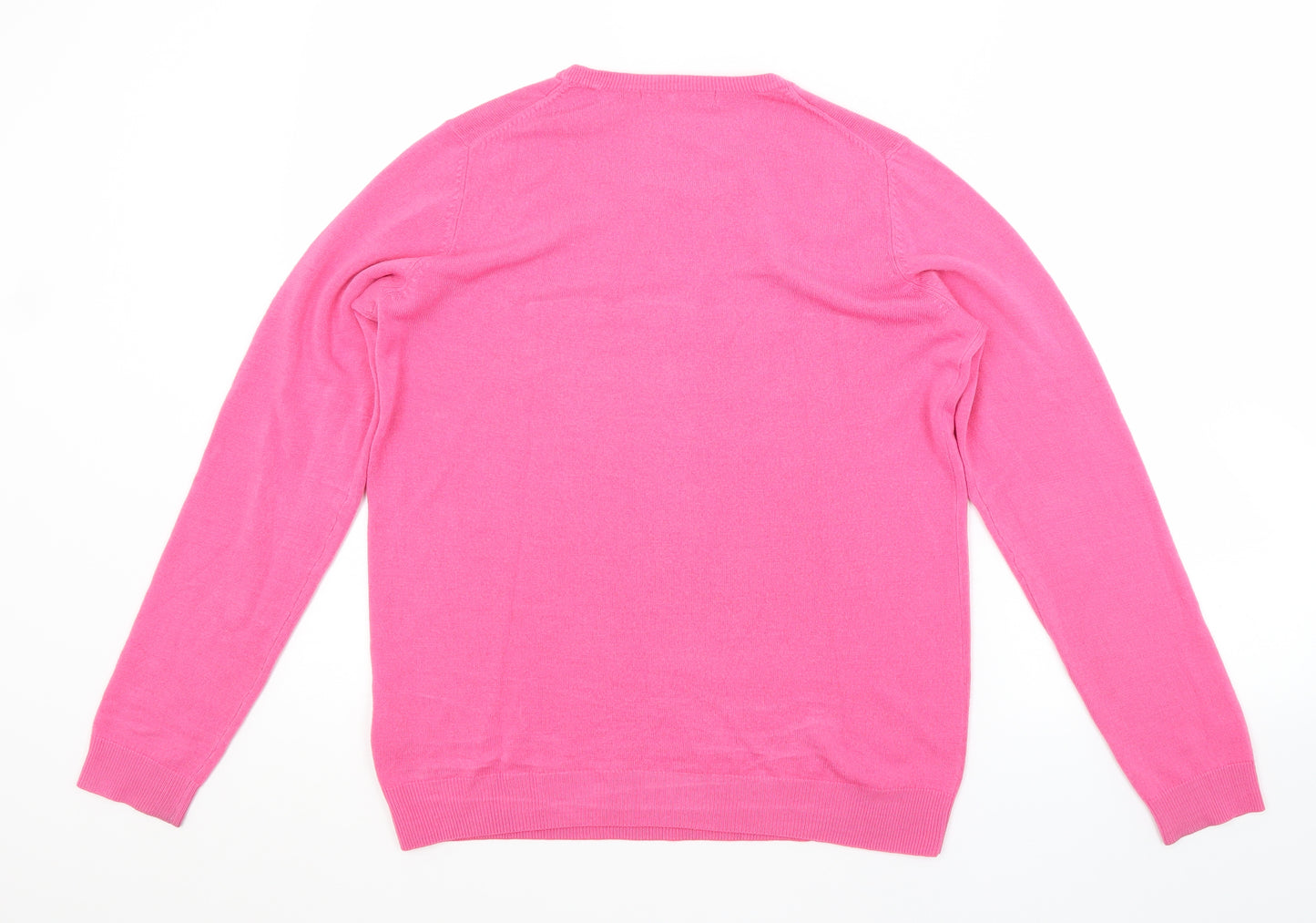 M&S Womens Pink Scoop Neck  Acrylic Pullover Jumper Size 10
