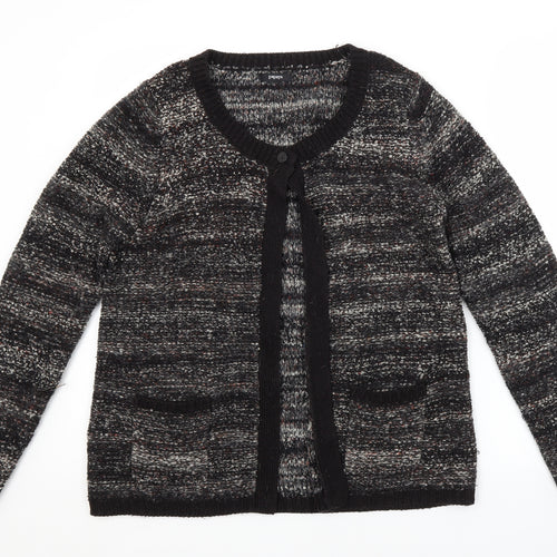 Papaya Womens Grey Scoop Neck  Acrylic Cardigan Jumper Size 14