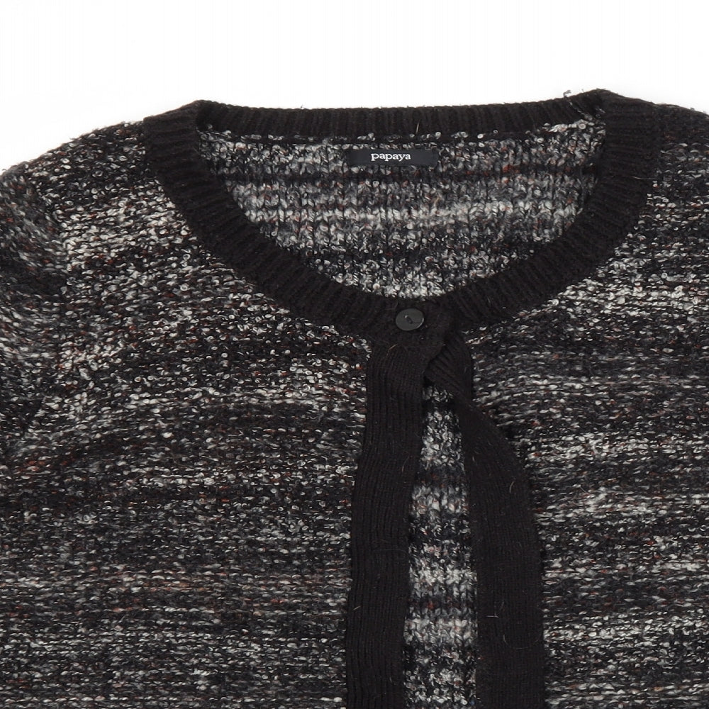 Papaya Womens Grey Scoop Neck  Acrylic Cardigan Jumper Size 14