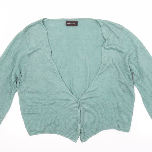 Principles Womens Multicoloured V-Neck  Linen Cardigan Jumper Size 18