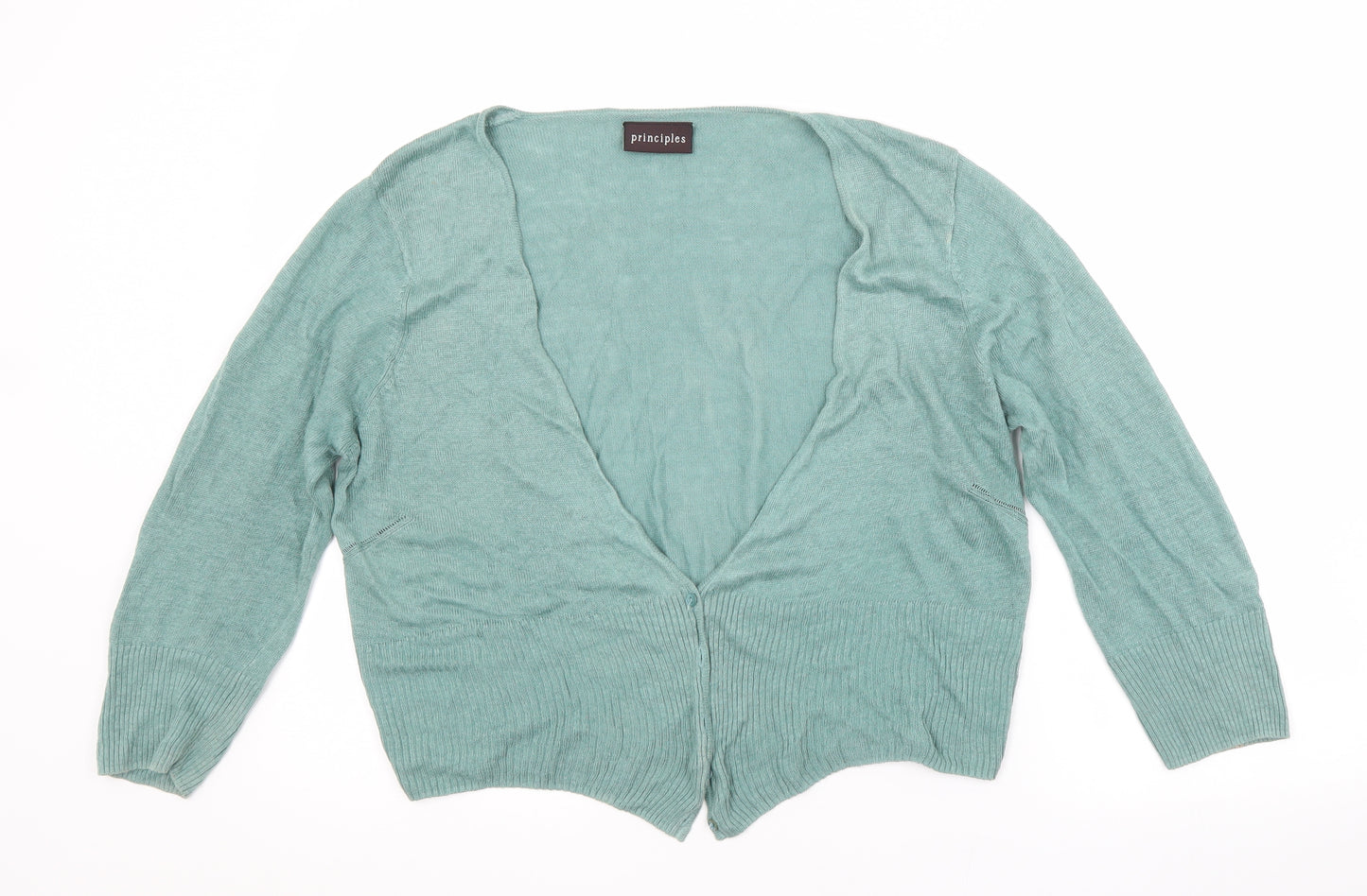 Principles Womens Multicoloured V-Neck  Linen Cardigan Jumper Size 18