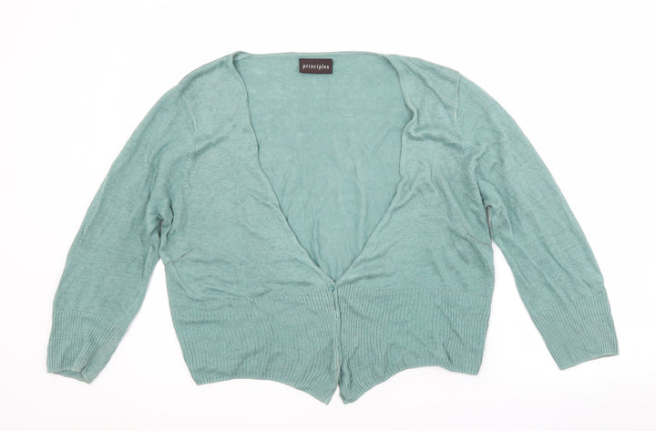 Principles Womens Multicoloured V-Neck  Linen Cardigan Jumper Size 18