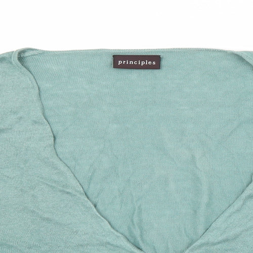 Principles Womens Multicoloured V-Neck  Linen Cardigan Jumper Size 18