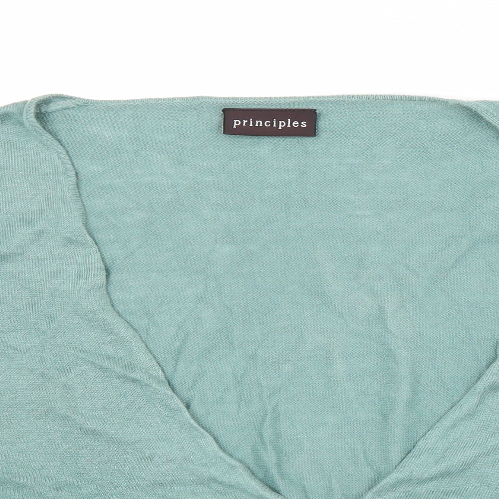 Principles Womens Multicoloured V-Neck  Linen Cardigan Jumper Size 18