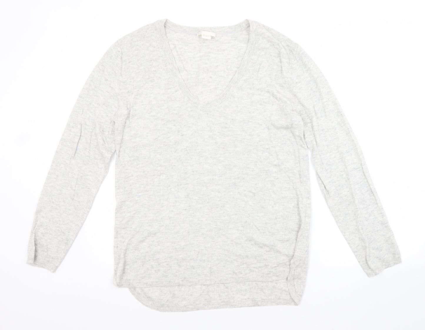H&M Womens Grey Scoop Neck  Polyamide Pullover Jumper Size S